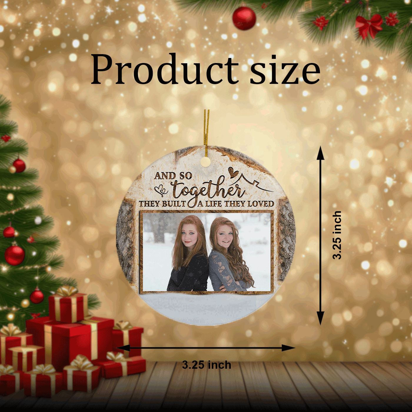 Rustic Christmas Family | And So Together They Built a Life They Loved | Ceramic Ornament